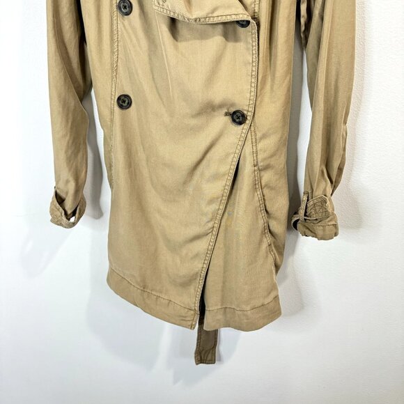Abercrombie & Fitch Jacket Coat Size Small S Belted Tan Beige Utility Lyocell - Picture 3 of 8